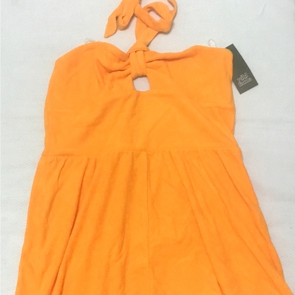 NWT "WILD FABLE" ORANGE TERRY CLOTH ROMPER HALTER NECK SWIM COVER UP SZ: M - Picture 1 of 9